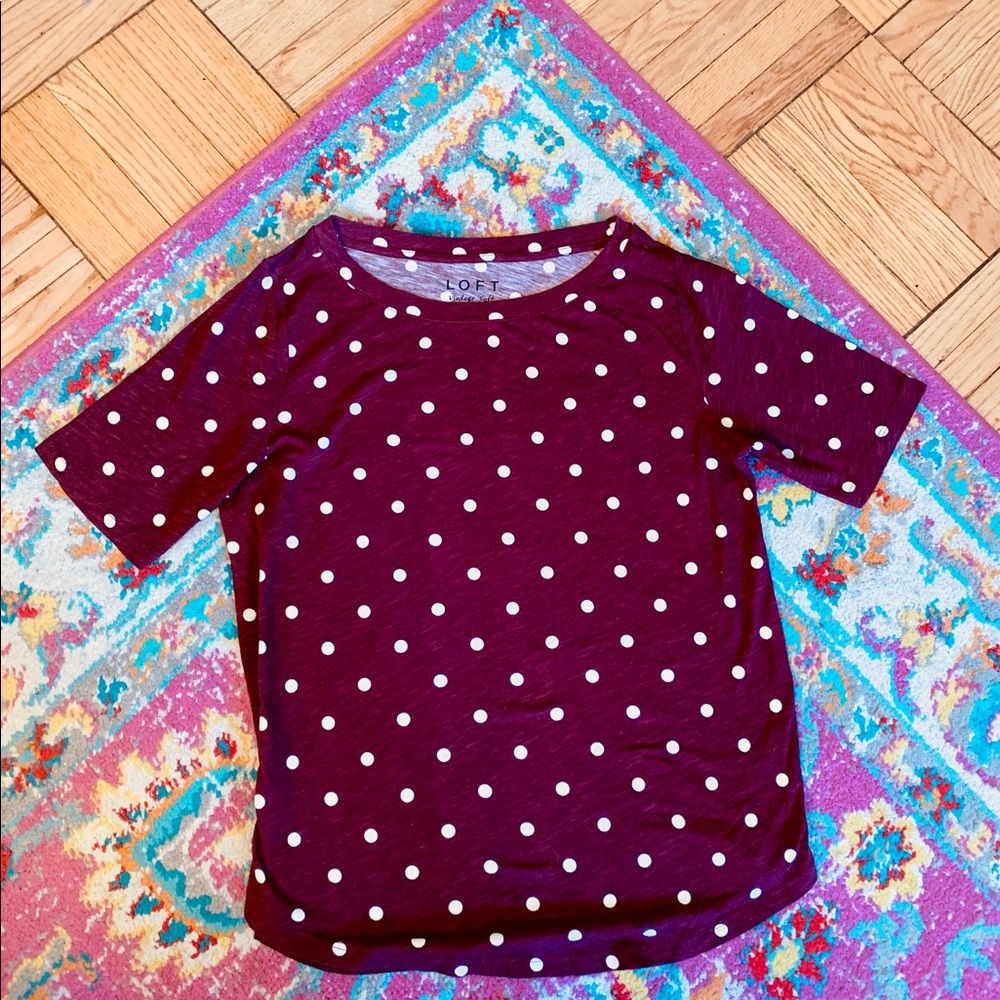 Comfy EUC LOFT Polka•Dot Cotton T-shirt